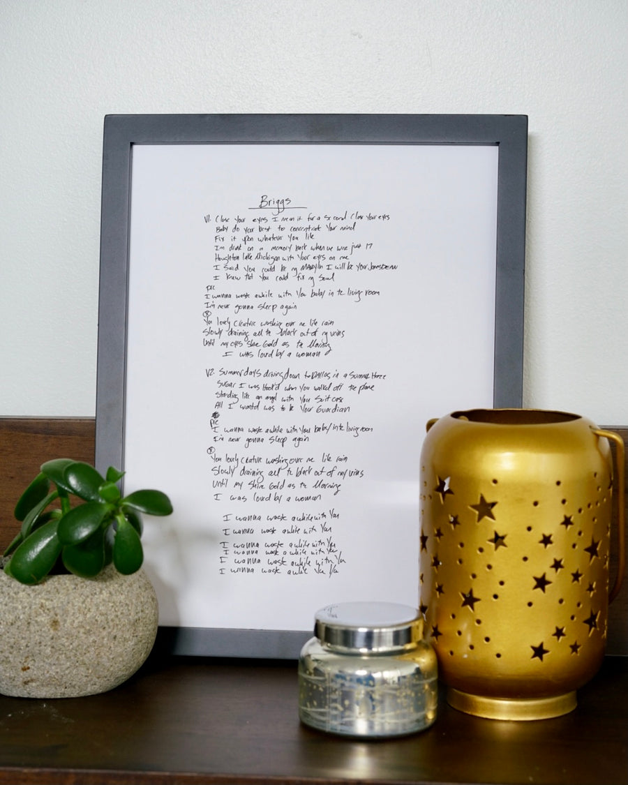 Framed Handwritten Lyrics